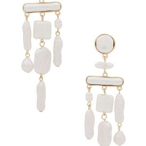 Elegant Gold and White Dangle Earrings